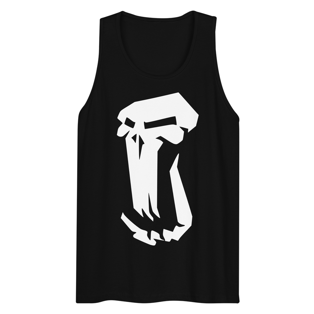 Wrinkled black 100% airlume cotton t-shirt featuring classic fan-made fantasy-era trolls design. Item is a BRKDrip summer wear premium tank top with a vintage castle building blocks aesthetic.